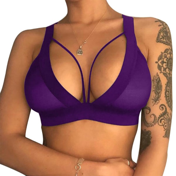 Kvinnor Sexiga Underkläder Yoga Push Up Sport BH Toppar Underkläder purple 2XL