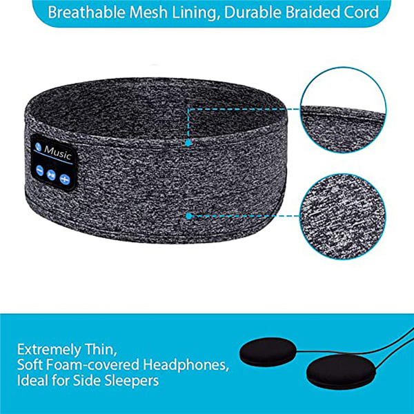 Trådlöst Bluetooth-pannband för sovande ögonmask Headset Sport Hemp ash