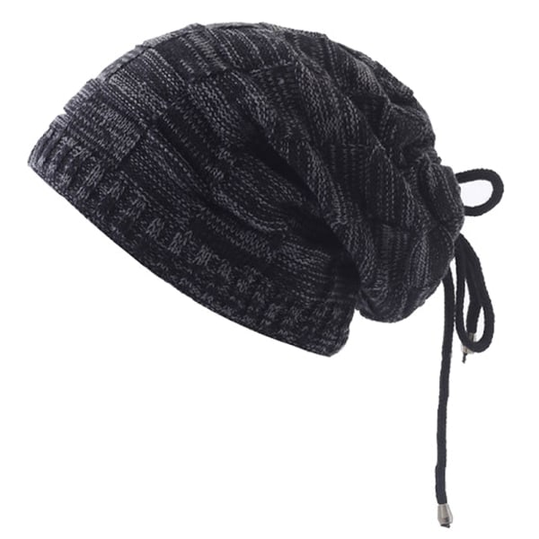Vinter höst Unisex pullovermössa multifunktionell stickad cap i ull black