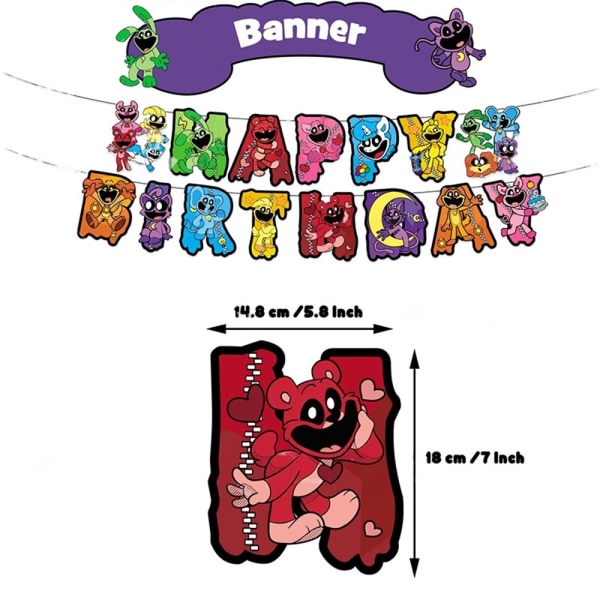 Leende Critters Grattis på födelsedagen Party dekorationer Ballonger Banner Cake Topper Set
