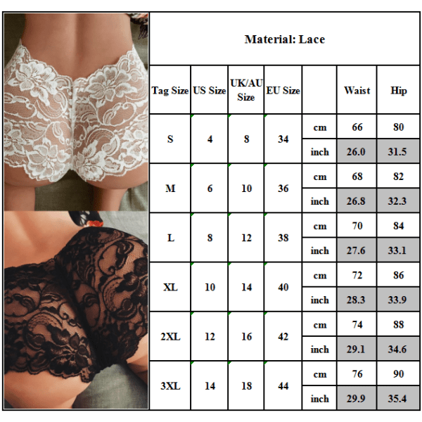 Sexiga trosor _  underkläder spets trosor _  boxerbriefs för kvinnor white 2XL