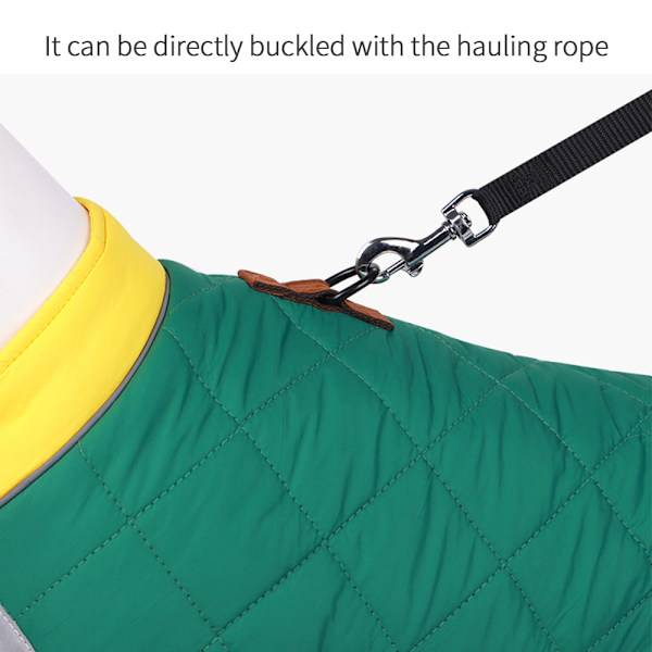 Vinter Bomull Husdjur Hundkläder Varma Valp Rock Vinterjacka Green  yellow 2XL