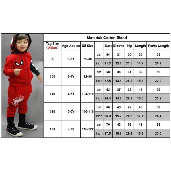 Barn Pojkar Spiderman Toppar Byxor Set Halloween Kläder Set red 100cm