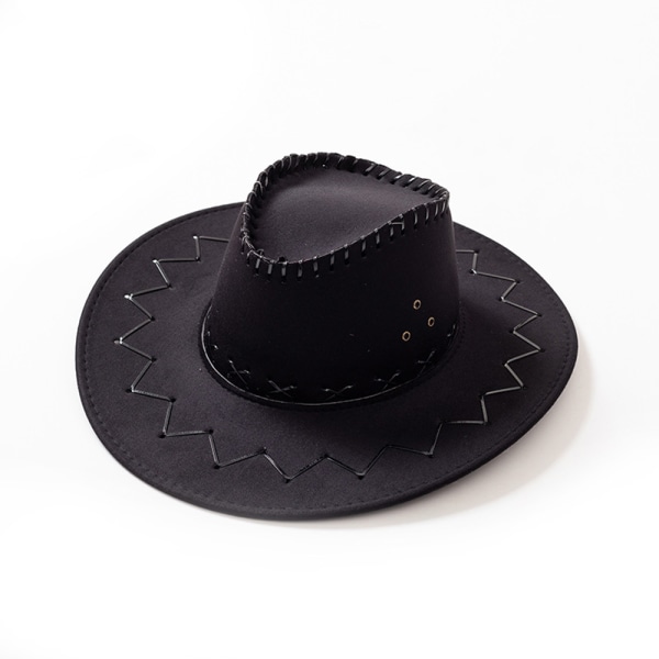 Western Cowboyhatt för män utomhus med bred brättad solhatt black