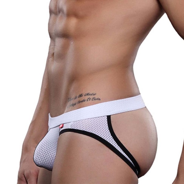 Randig stringtrosa för män med låg resår underkläder i midjan white S