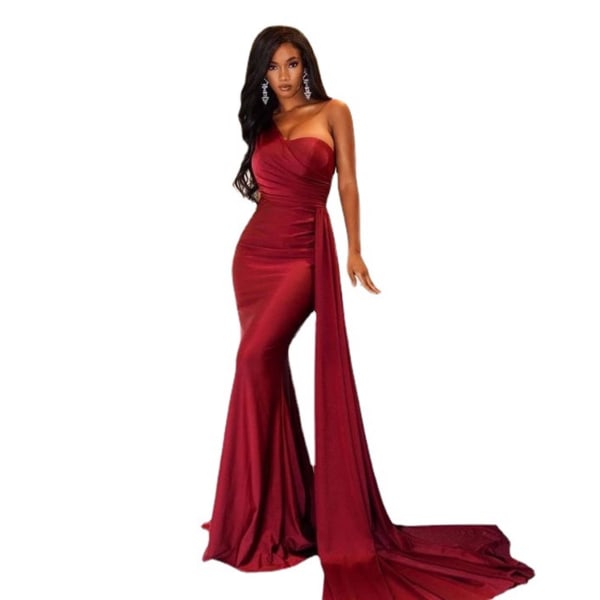 Kvinnors sexiga ena axel ärmlös smal festklänning Röd klänning red M ffa0 |  red | M | Fyndiq