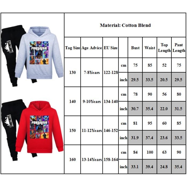Barn Långärmad Hoodies Spel Tracksuits Pojkar Flickor Set Toppar & Byxor Red 140cm