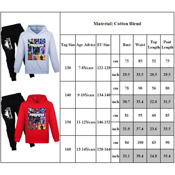 Barn Långärmad Hoodies Spel Tracksuits Pojkar Flickor Set Toppar & Byxor Red 150cm