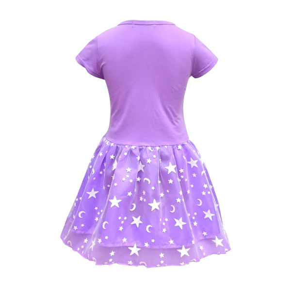 Enhörning Prinsessa Klänning Cosplay Fest Kostym Flickklänning Purple 110cm