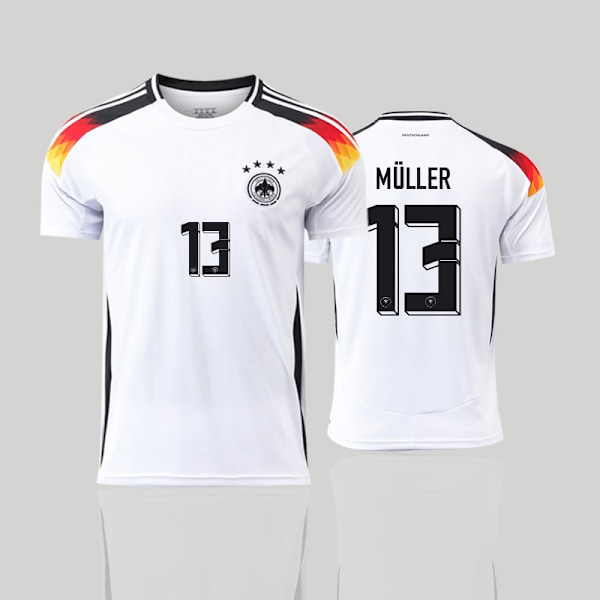2024 Tyskland Hemma Fotbollströjor, NO.13 Mueller Fotbollströja, Sport Träning Kortärmad Fotbollstopp för Vuxna Fotbollströja S