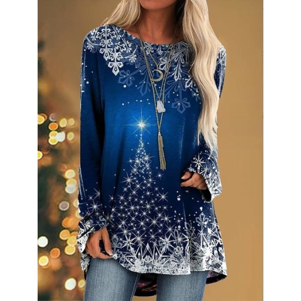 Kvinnors jul casual långärmad pullover topp julklapp #2 3XL