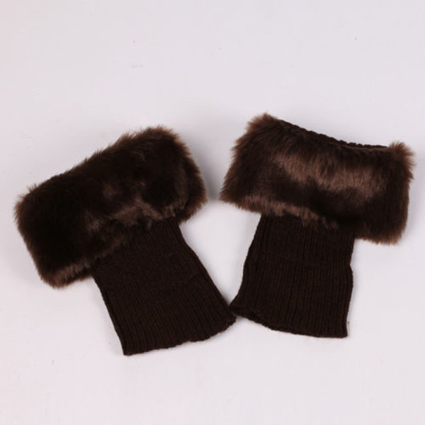 Dam vinter stickade boot cuffs päls stickade toppers boot leg strumpor coffee