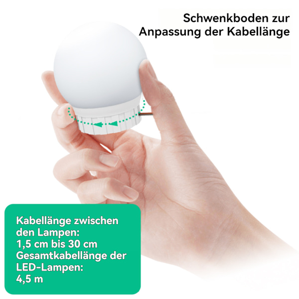 Spegelbelysning, 14 Hollywood LED-spegellampor med sensorbrytare, 3 färger, dimbar kosmetikspegel, flexibel DIY LED-remsa, med USB-kabel