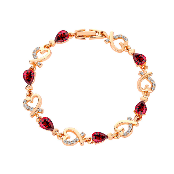 18K guld Zircon Crystal Heart Armband Armband Smycken Justerbar Red
