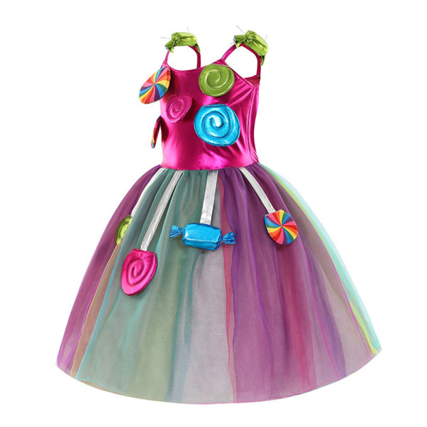 Påskgodisdräkt med pannband Kids Rainbow Lollipop Dress L