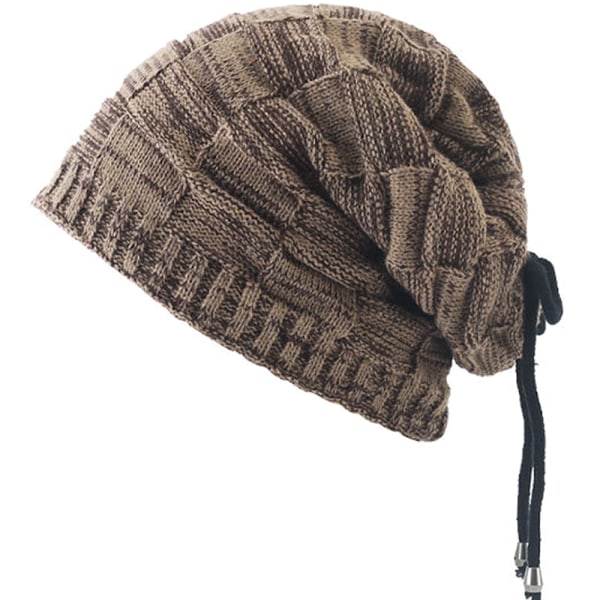Vinter höst Unisex pullovermössa multifunktionell stickad cap i ull khaki