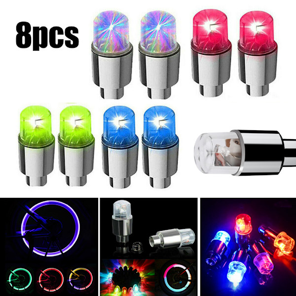8 st LED-ventilhattsljus Neonljus Flerfärgad Glödlampa för Cykel Bil Red
