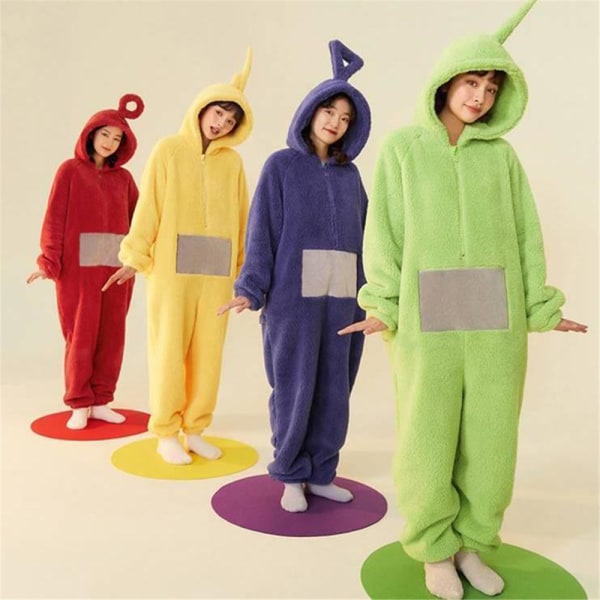 Anime Teletubbies Kostym Julpyjamas Sovkläder Jumpsuit green M