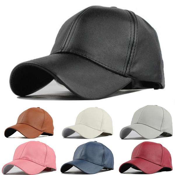 Herrar justerbar läder baseboll keps utomhus spetsig keps grey