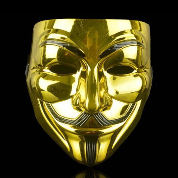 Halloween Mask Hacker V For Vendetta Game Master Party Cosplay Golden