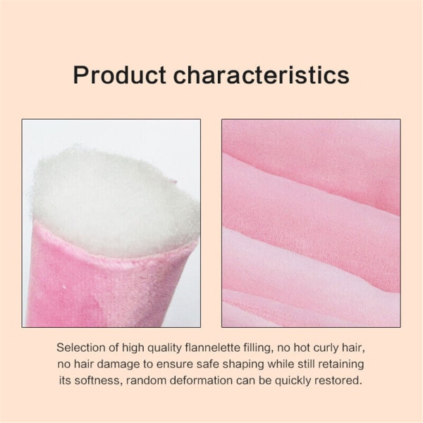 Värmefria locktångs pannband utan värme lockar rullar pink