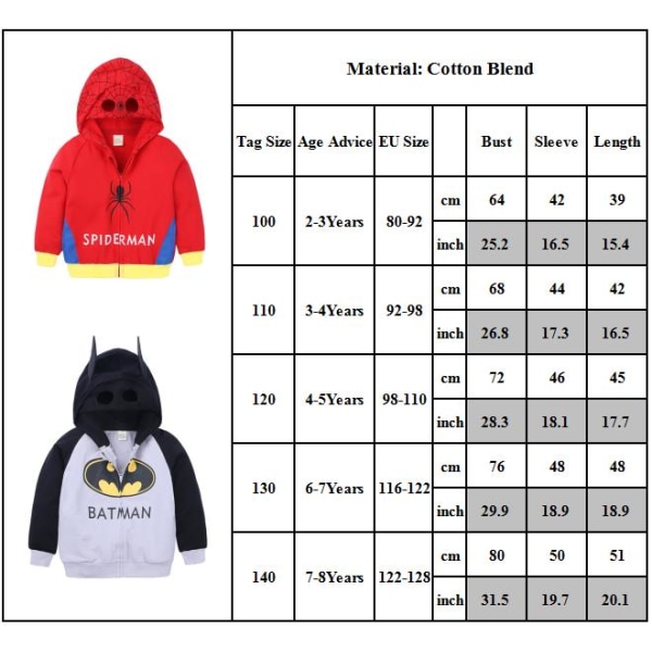 Barn Superhjälte Sweatshirt Huvtröja Byxor Träningsoverall Outfit 2 100cm