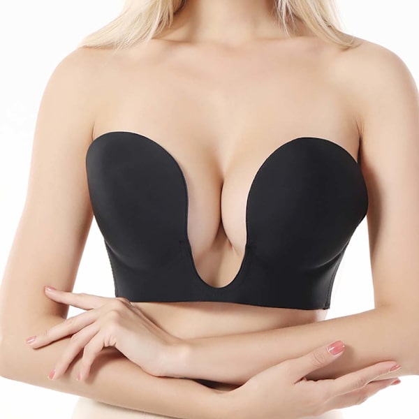 Kvinnor Självhäftande Osynliga Behåar Strapless Push Up För Klänning black A