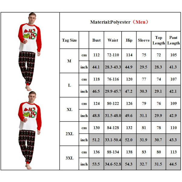 Familj Julpyjamas Matchande Set Semester Jammies Nattkläder Men M