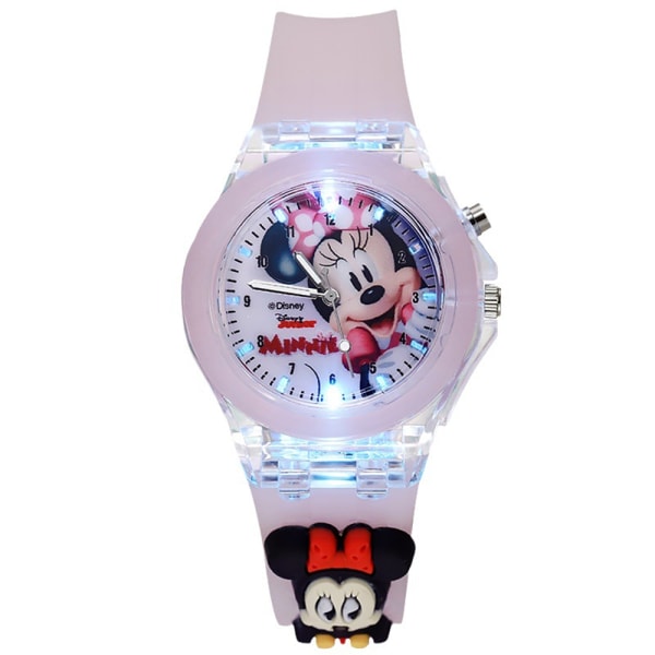 Barnklocka Luminous Cartoon Anime Doll Barn Sport Armbandsur för Student Minnie