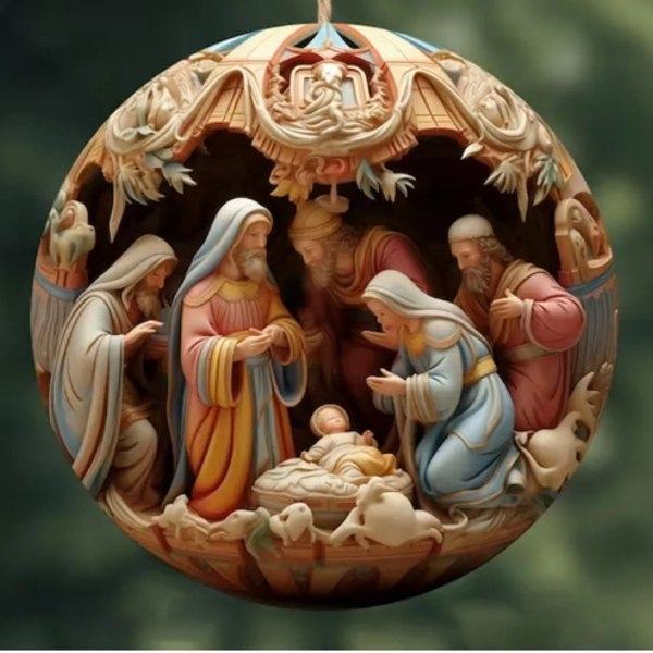 Julgransprydnad, för julgran Födelse av Jesus Kristna dekorationer E 8cm