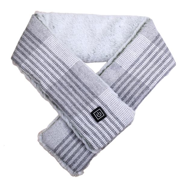 Elektrisk uppvärmd halsduk Vinterhalsvärmare Sjal USB Mjuk Present Gray and white grid