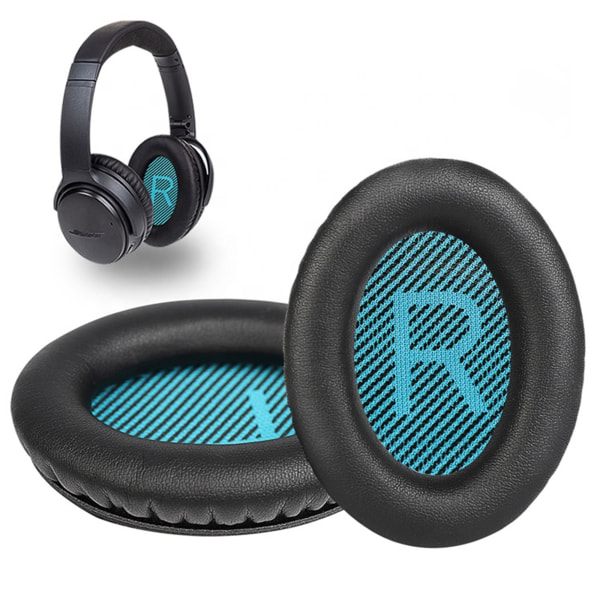 Ersättande öronkuddar för Boses Comfort QC15 QC25 QC35 hörlurar black&blue