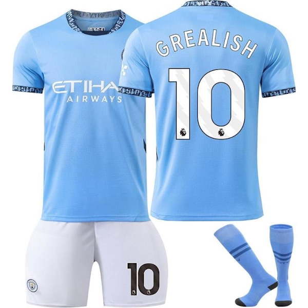 24-25 Manchester City Tröja Barn Fotbollströja Kit #10 GREALISH Fotbollsdräkter Pojkar Träningsdräkt 28