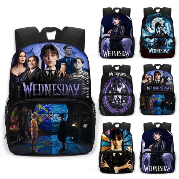Wednesday Addams 3D-tryckta spelryggsäckar för pojkar och flickor E
