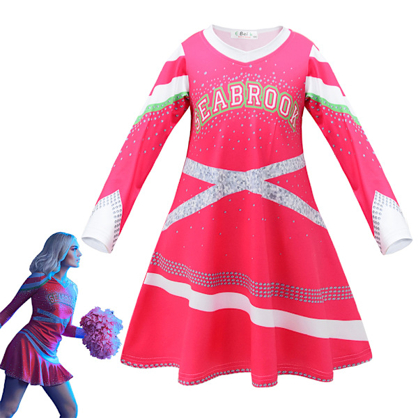 Halloween Kids Zombies 3 Cheerleader Cosplay Kostym Flickklänning 110cm