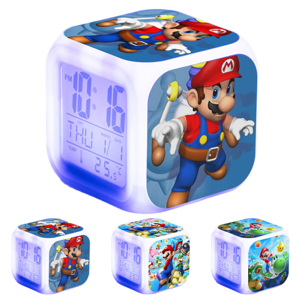 Super Mario Bro Väckarklocka 7-Färgsförändrande Anime Väckarklocka C