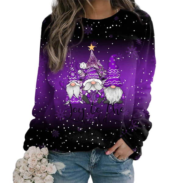 Damtröja för jultröja Modemönster med tröja purple 2XL