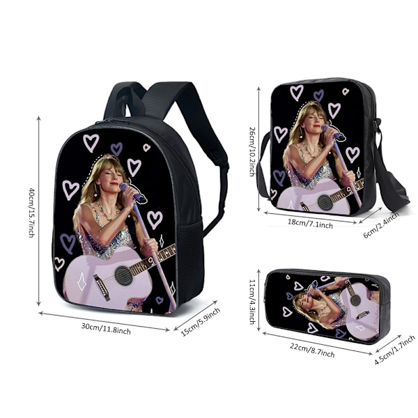 Taylor Swift Ryggsäck Skolväska Axelväska Handväska Pennfodral 3PCS/Set A