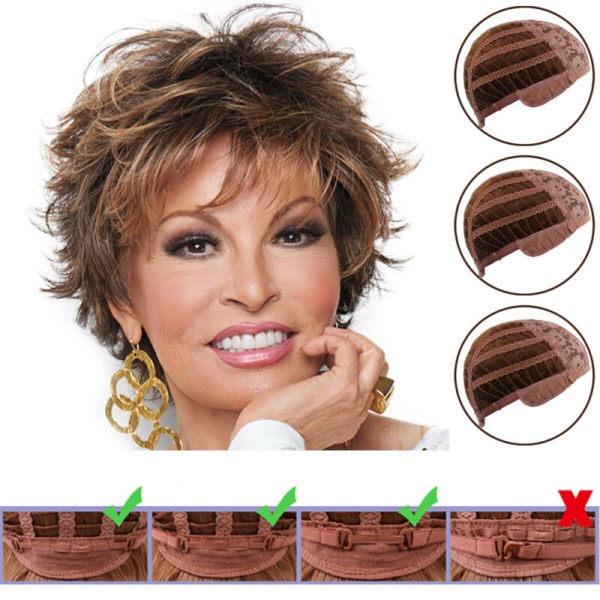 Ljusbrun kort lockig peruk för kvinnor _ peruk i västerländsk stil Cosplay Light Brown 26.0 cm * 16.0 cm * 4.5 cm