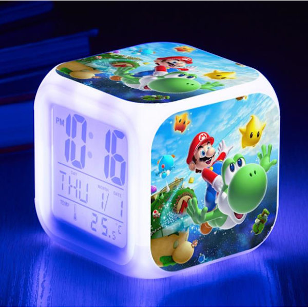 Super Mario Bro Väckarklocka 7-Färgsförändrande Anime Väckarklocka C