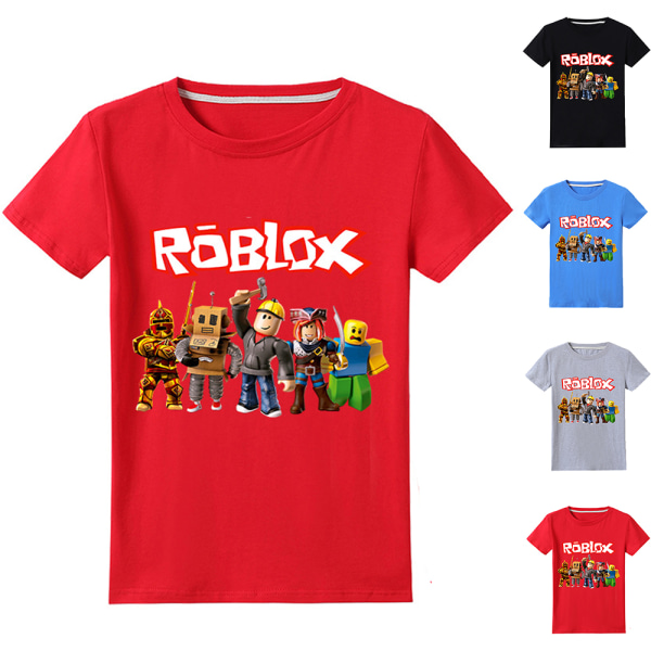 Barn Pojkar ROBLOX 3d- printed kortärmad T-shirt Casual Toppar black 120cm