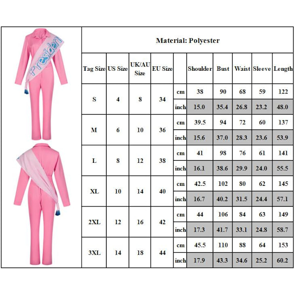 Rosa Jumpsuits BarBi Cosplay Cowgirl Kostym Outfits 80-talets Hippie M