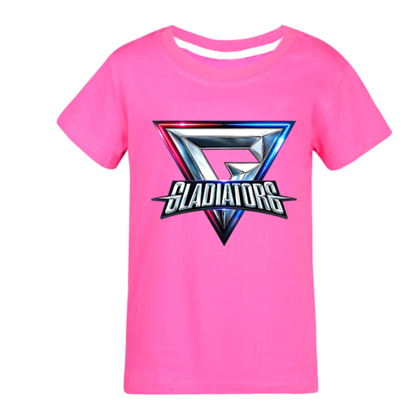 GLADIATORS Pojkar T-shirt Tecknade Toppar Tee Barn Pojkar Flickor T-shirts Barnkläder Sommar Kortärmad Rose Red 150cm