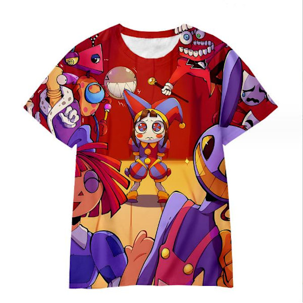 DEN FANTASTISKA DIGITALA CIRKUSEN T-shirt Pojkar Flickor Kortärmad Skjorta D 130cm