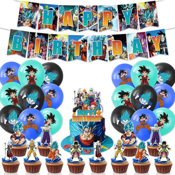 Dragon Ball-tema födelsedagsballonger Dekor Anime-tema Festtillbehör för tonåringar