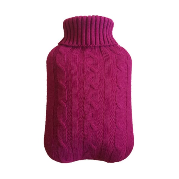 Stickad varmvattenflaska överdrag  Smärtlindring Kroppsvärmare Vinter Rose Red