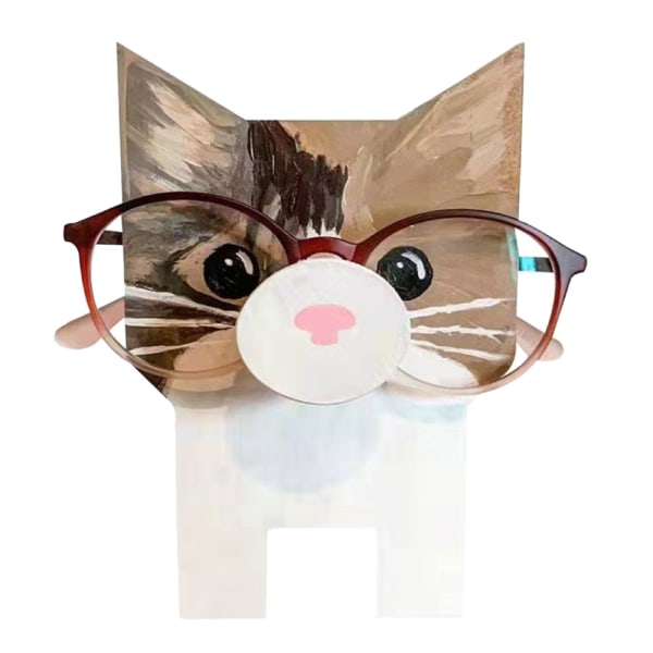 Trä tecknad djurglasögonram glasögonhållare cat