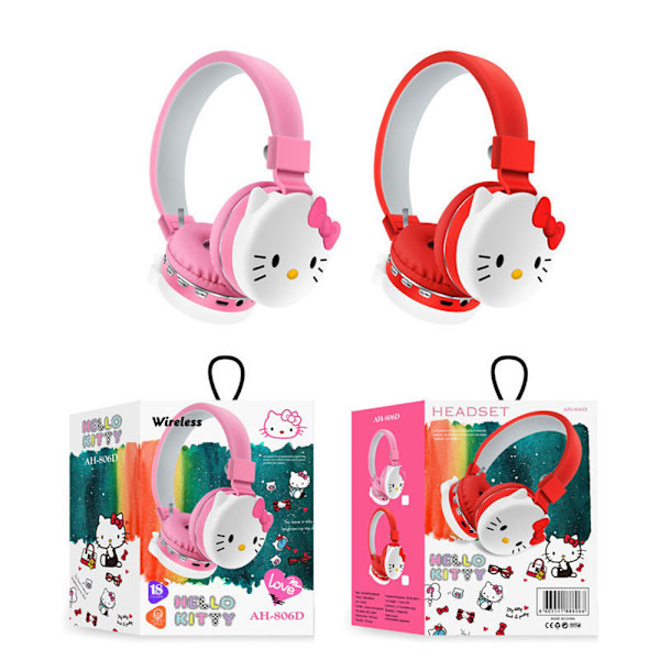 Barn Pojkar Flickor Hörlurar Trådlösa Bluetooth Headset Cartoon Katie Cat Öronproppar Red