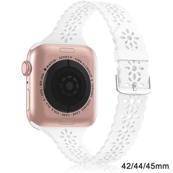 Silikonband som är kompatibelt med Apple Watch -band, ihåligt White 42/44/45mm