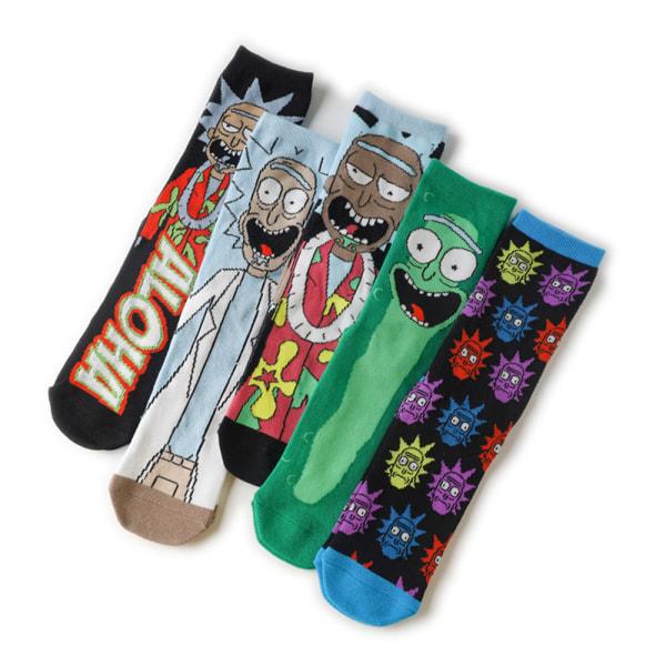 Anime Rick Morty strumpor bomullsstrumpor tecknade casual strumpor D